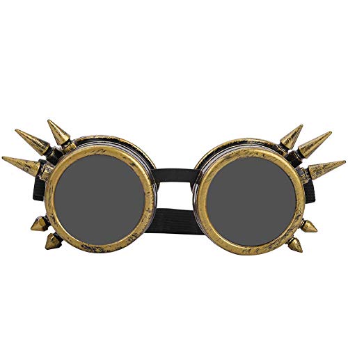 EVTSCAN Vintage Brille, Vintage Spiked Steampunk Brille Cosplay Brille Doppelschicht Winddicht(Bronze-) von EVTSCAN