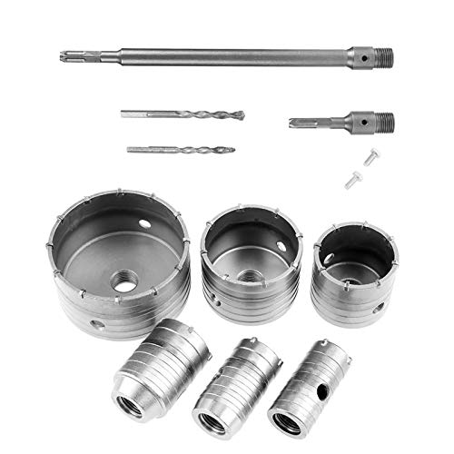 EVTSCAN Wolframkarbid-Kernbohrer-Set, 6-teilige Bohrer, Legierung, inklusive Verlängerungsschaft, für Beton, Ziegel, Sanitär, HVAC, Heimwerker und professionelle Nutzung von EVTSCAN