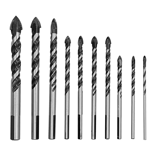 Zemented Carbid Bohrbohrbit Set Kit Loch Bohrwerkzeug für Fliesenglaskeramikplastikholz (10 Pieces Set) von EVTSCAN