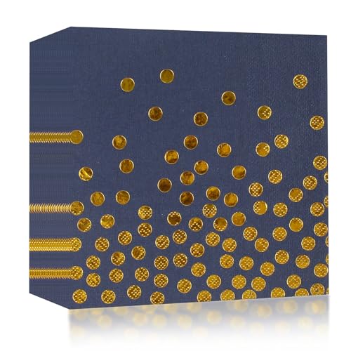 20 Stück Blau und Gold Geburtstag Servietten 33x33 cm Party Servietten Papier Goldfolie Biologisch Abbauba Papierserviette Deko für Junge Mädchen Geburtstag Party Deko von EVYIENEN