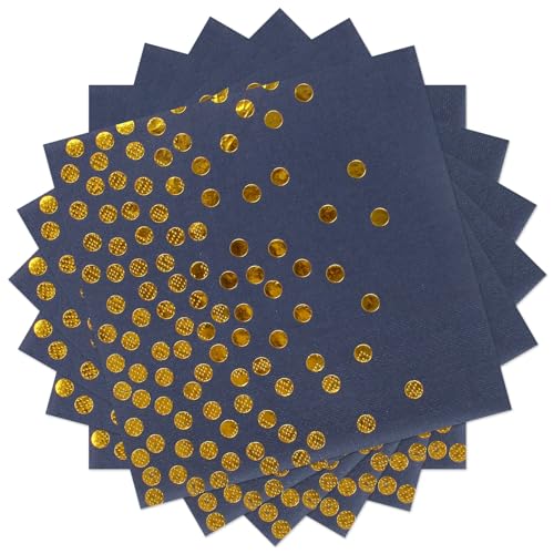 20 Stück Blau und Gold Geburtstag Servietten 33x33 cm Party Servietten Papier Goldfolie Biologisch Abbauba Papierserviette Deko für Junge Mädchen Geburtstag Party Deko von EVYIENEN