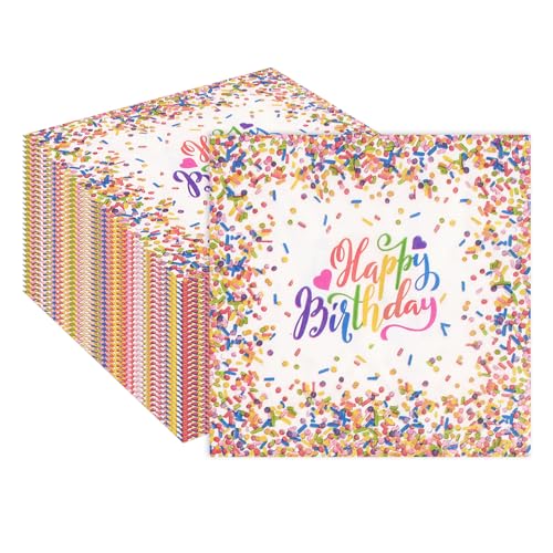 20 Stück Happy Birthday Süßigkeiten Servietten 33x33cm Papier Party Servietten für Junge Mädchen Geburtstag Party Dek von EVYIENEN