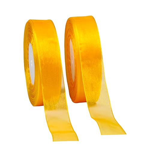 25mm Orange Organza Ribbon für Geschenkverpackung,90m Handwerk schiere Chiffon Band für Hochzeit, Geschenkverpackung Urlaub Dekoration Schleife machen DIY Crafts von EVYIENEN