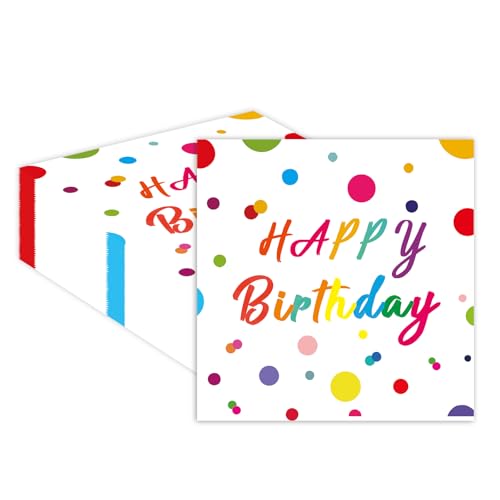 40 Stück Happy Birthday Party Servietten，33x33cm Happy Birthday Geburtstag Party Einwegpapier Servietten für Mädchen Geburtstag Party Zubehör Dekoration von EVYIENEN