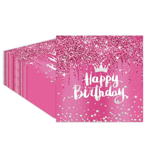 40 Stück Rot Glitzernde Diamanten Geburtstag Servietten 33x33cm Partygeschirr Servietten Papierserviette Deko für Junge Mädchen Geburtstag Party Deko von EVYIENEN