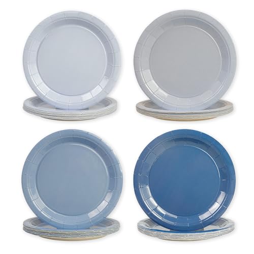 EVYIENEN 48 Stück Blau Farbverlauf Pappteller, Partyteller Partyset Süße Party, 4 Designs Für Zum Weihnachten Geburtstag Hochzeiten Jubiläums (48 Gäste) von EVYIENEN