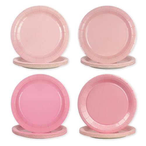 EVYIENEN 48 Stück Rosa Farbverlauf Pappteller, Partyteller Partyset Süße Party, 4 Designs Für Zum Weihnachten Geburtstag Hochzeiten Jubiläums (48 Gäste) von EVYIENEN