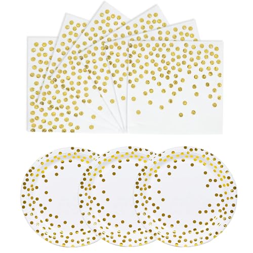 50 Stück Weißgold Pappteller,17,8 cm Partyteller Goldfolie Party Einweg Dessertteller-Set,Pappteller Geburtstag, Party Teller Set für Picknicks,Valentinstag (Weißgold Servietten Partyteller) 50 Stück Weißgold Pappteller,17,8 cm Partyteller Goldfolie Party Einweg Dessertteller-Set,Pappteller Geburtstag, Party Teller Set für Picknicks,Valentinstag (Weißgold Servietten Partyteller) von EVYIENEN