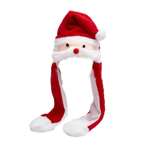 Nikolausmütze,Weihnachtsmütze Plüsch Lustiger Nikolausmützen Weihnachtsmann Mützen Weihnachtsmütze mit Beweglichen Ohren Santa Hat für Erwachsene Kinder Weihnachts Partyhüte Weihnachten Tier Hüte von EWFAS