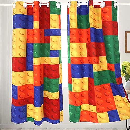 EWGYH Lego 2 Stück Vorhang Paneel Farbe Spaß Kindergarten Kinder Vorhang Fenster Behandlung Paneel Set 200 x 160 cm von EWGYH