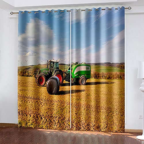 EWGYH Verdunkelungsvorhänge Mit Ösen Blau Himmel Traktor Bauernhof 132X183Cm Abdunkelnd Gardinen Verdunkelungsvorhänge Mit Ösen Thermogardinen Für Wohnzimmer von EWGYH