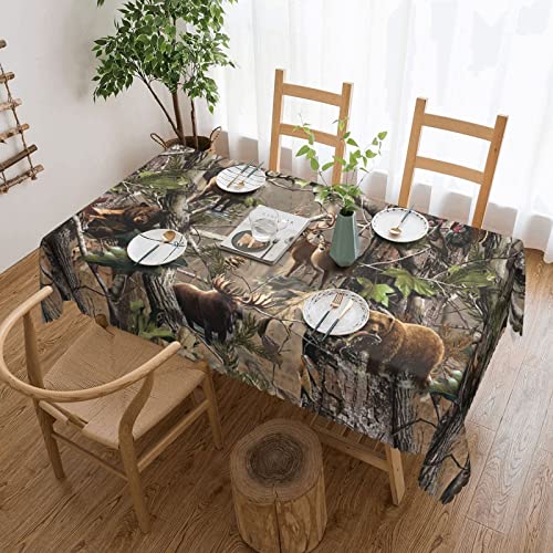 EWMAR Jagd Hirsch Bär Elch Tischdecke waschbar Stoff Polyester rechteckige Tischdecke für Restaurant Hochzeit Party 137 x 183 cm von EWMAR