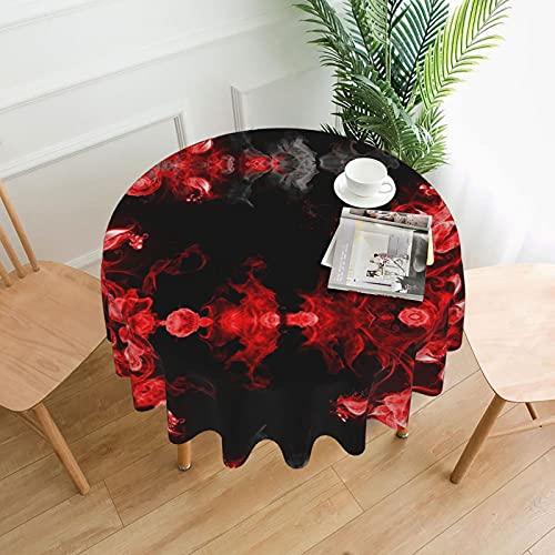 EWMAR Rote schwarze und weiße abstrakte runde Tischdecke, 152,4 cm, waschbare Polyester-Tischdecke, perfekt zum Dekorieren von Tischen, Partys, Abendessen von EWMAR