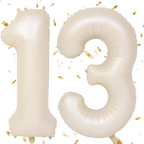 EWODEIEW Luftballon Zahlen 13 Beige,40 Zoll Beige Luftballon 13,Sandweiß Zahlenballon 13 Helium Ballon Folienballon 13. Geburtstagsdeko for Mädchen Jungen Birthday Party Geburtstag Dekor EWODEIEW Luftballon Zahlen 13 Beige,40 Zoll Beige Luftballon 13,Sandweiß Zahlenballon 13 Helium Ballon Folienballon 13. Geburtstagsdeko for Mädchen Jungen Birthday Party Geburtstag Dekor von EWODEIEW