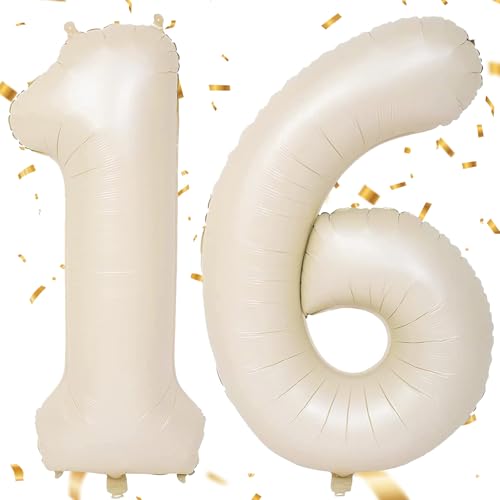 EWODEIEW Luftballon Zahlen 16 Beige,40 Zoll Beige Luftballon 16,Sandweiß Zahlenballon 16 Helium Ballon Folienballon 16. Geburtstagsdeko for Mädchen Jungen Birthday Party Geburtstag Dekor EWODEIEW Luftballon Zahlen 16 Beige,40 Zoll Beige Luftballon 16,Sandweiß Zahlenballon 16 Helium Ballon Folienballon 16. Geburtstagsdeko for Mädchen Jungen Birthday Party Geburtstag Dekor von EWODEIEW