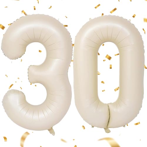 EWODEIEW Luftballon Zahlen 30 Beige,40 Zoll Beige Luftballon 30,Sandweiß Zahlenballon 30 Helium Ballon Folienballon 30. Geburtstagsdeko for Männer Frauen 30.Geburtstagsparty Jubiläum EWODEIEW Luftballon Zahlen 30 Beige,40 Zoll Beige Luftballon 30,Sandweiß Zahlenballon 30 Helium Ballon Folienballon 30. Geburtstagsdeko for Männer Frauen 30.Geburtstagsparty Jubiläum von EWODEIEW