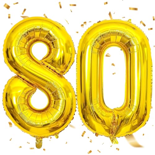 EWODEIEW Luftballon Zahlen 80 Gold,40 Zoll Luftballon 80 Gold Zahlenballon 80 Helium Ballon Folienballon 80. Geburtstagsdeko for Männer Frauen 80.Geburtstagsparty Jubiläum EWODEIEW Luftballon Zahlen 80 Gold,40 Zoll Luftballon 80 Gold Zahlenballon 80 Helium Ballon Folienballon 80. Geburtstagsdeko for Männer Frauen 80.Geburtstagsparty Jubiläum von EWODEIEW
