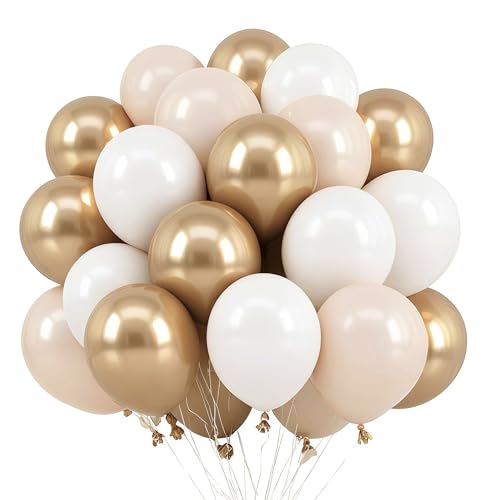 EWODEIEW Luftballons Beige Gold, 60 Stück Metallic Gold Mattes Weiß Helium Ballon, Creme Weiss Gold Konfetti Latex Ballons für Boho Geburtstag Hochzeit Frauen Abschluss Party Babyparty EWODEIEW Luftballons Beige Gold, 60 Stück Metallic Gold Mattes Weiß Helium Ballon, Creme Weiss Gold Konfetti Latex Ballons für Boho Geburtstag Hochzeit Frauen Abschluss Party Babyparty von EWODEIEW