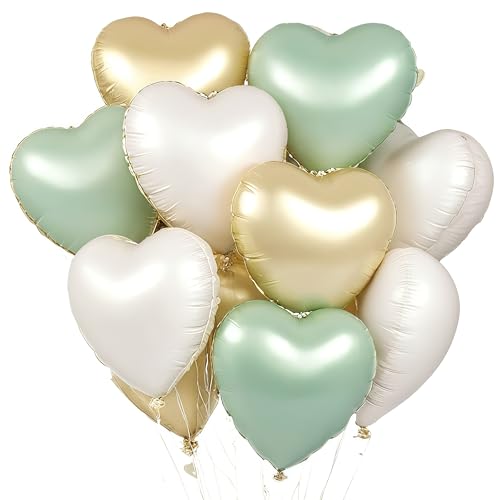 Herz Folienballons, 18 Zoll Herz Helium Luftballons,Herzluftballons Beige Grün Gold,Hochzeit Herzballons Herzform Folienluftballon, Herzluftballons Valentinstag Geburtstag Verlobung Muttertag Herz Folienballons, 18 Zoll Herz Helium Luftballons,Herzluftballons Beige Grün Gold,Hochzeit Herzballons Herzform Folienluftballon, Herzluftballons Valentinstag Geburtstag Verlobung Muttertag von EWODEIEW