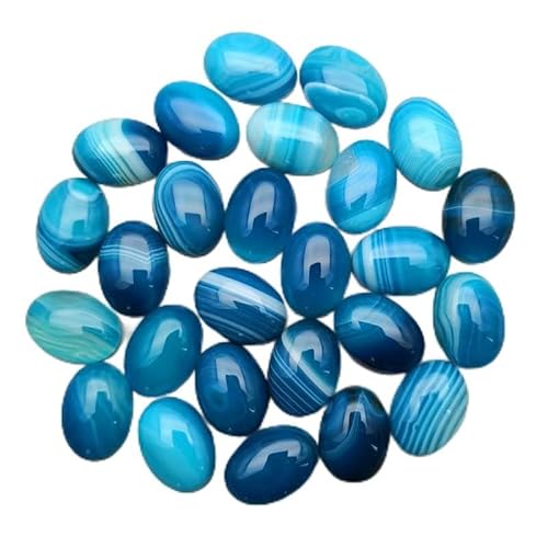 EWYOTUAL Raumdekoration 20 Teile/los 13X18MM Gestreiften Blauen Natürliche Perle for Schmuck Machen Oval Cabochon Ring Zubehör Kein Loch von EWYOTUAL