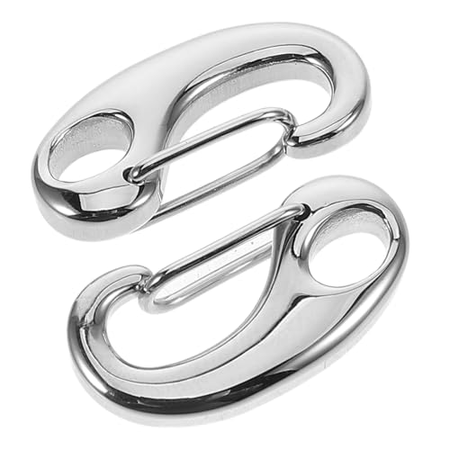 EXAOMBLE 2St Hummerschere bastelbedarf karabinerverschluss Pullover Kettenverschluss Pullover Ketten Clips zelt zubehör Hundemarken-Clips Männer Halskette Kette Rostfreier Stahl Silver von EXAOMBLE