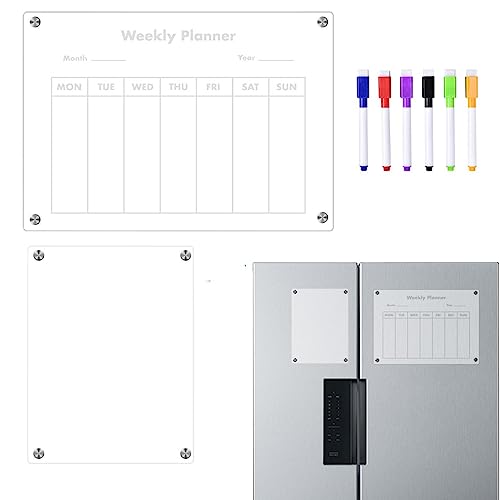 EXBERT Magnetischer Aufkleber für Whiteboard – Wochenplaner aus Acryl | Magnetische Haftnotizen aus Acryl, trocken abwischbare Magnettafel für Kühlschrank, ATION von EXBERT