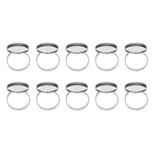 10 Stücke Ring Rohlinge Ringschiene Ringrohling Basen Verstellbar Ring Klebeplatte Ring Tablett Lünette für DIY Fingerringe Basteln Schmuck Herstellung 20mm von EXCEART