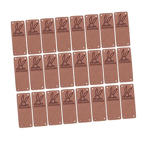 100St Wildleder-Etikett säckchen päckchen geldbörse schmuck stoffetiketten Stoffanhänger geprägtes Etikett weißer Tüll Schild Kleidungsstück Etikett DIY-Tag-Ornament Hut-Tag Brown EXCEART von EXCEART