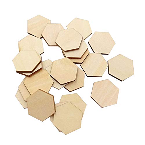 100pcs Holz Basteln Scheiben Holzscheiben Basteln Bemalen Sechseckig 30MM Blanko Sechseck Holzverzierungen DIY Scrapbooking Material Dekoration von EXCEART