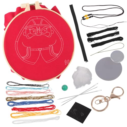 4 Sätze Schlüsselanhänger Nähen Bausatz Mini-Nähwerkzeug Stickerei Einfädler diy kits stickerpappier paket kreuzstichpackungen selber machen Kreuzstichpackungen für Anfänger Stoff EXCEART von EXCEART