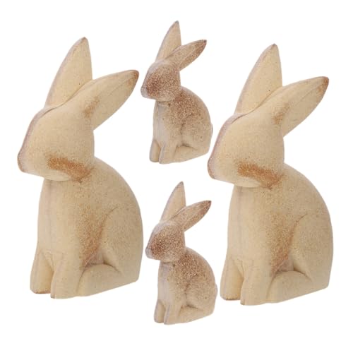 4 Stück Holztier Ornamente Mini Tiere Hase Kaninchen DIY Kunsthandwerk Graffiti Kunsthandwerk Tischdekoration Mini Holzhandwerk Unvollendete Holzfiguren Heimwerkerbedarf EXCEART von EXCEART