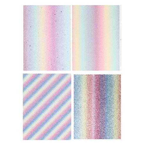 4 Stück Leder Blätter A5 Größe Regenbogen Glitzer Pailletten Stoff Leinwand Rückseite für DIY Basteln Schleifen Ohrringe Haar Accessoires machen (20 x 15 cm), PU-Leder, siehe abbildung, 15*20cm von EXCEART