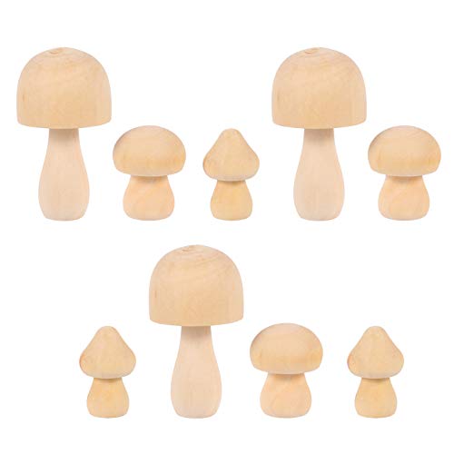 9 Stücke DIY Holzfiguren Miniatur Pilz Ornamente Tortenfiguren Holz Figurenkegel Figuren Holzkegel Holzpuppen von EXCEART