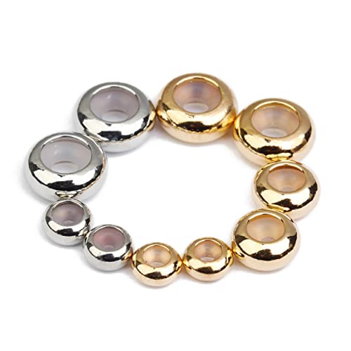 EXCEART Schmuckherstellungsset 20-teilig Flache Positionierungsperlen Kupferbasis Silikonstopper Abstandshalter für Schmuck 10 Mm Außendurchmesser 3 Mm Loch Gold von EXCEART