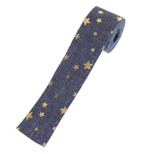 EXCEART 1 Rolle Goldfolienstern-Jeansnetz-Haarschmuck königliches Band Chiffonband Bänder zum Basteln Bogendekor seidenband ribbon gefertigtes Band Festival-Paketband Stoff Navy von EXCEART