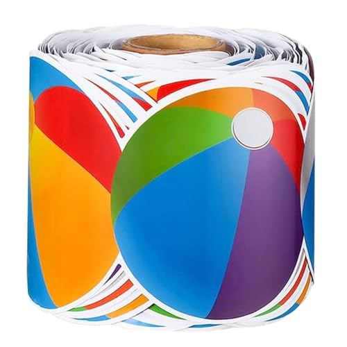 EXCEART 1 Rolle Strandball-randaufkleber Tafelrandbesatz Ball-pinnwand-grenze Pinnwand-grenzaufkleber Kugelrandpapier Pinnwand Bordürendekor Bulletin-board-versorgung Beschichtetes Papier von EXCEART