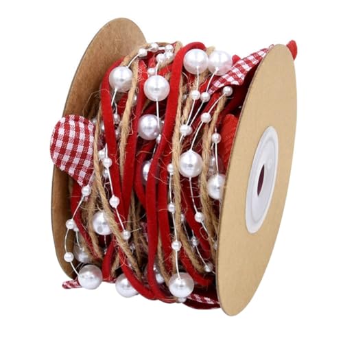 EXCEART 1 Rolle Valentinstag-Band handgefertigtes Chiffonband Perlenbesatzband Schleife Hessisches Band Girlande dekoration geschenkband Partyzubehör Blumenverpackungsband Polyester rot von EXCEART