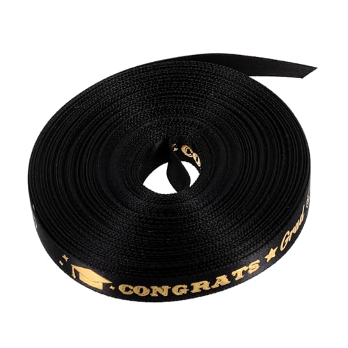 EXCEART 1 Rolle verpackung Band seidenband ribbon Geschenkband für Abschlussfeier Stifte vergeben Geschenkbänder ein Verpackungsband gestaltetes Geschenkband Polyester Black von EXCEART