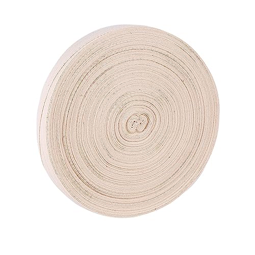 EXCEART 1 Rolle weißes Band geflochtene elastische Schnur Fischgrätenmuster röhrenförmig Riemen Verpackungsbänder geschenkband slico Baumwollwebband textilklebeband Baumwollband Beige von EXCEART