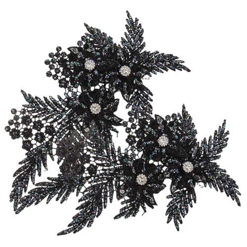 EXCEART 1 Satz Austauschbare Rockflicken Künstliche Blumen Gefälschte Blumen Glyzinien Mitgebseltütchen Gürteltasche Charms Rock Liefert Kleidungsflicken Polyestergarn Black 2 Stück von EXCEART