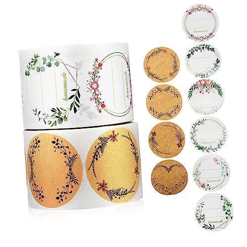 EXCEART 1 Satz Botanischer Kranz-geschenkanhänger-aufkleber Hochzeitssticker Wedding Sticker present Tags Versiegelung Karte Etikett Für Geschenktüte Selbstklebende Geschenketiketten 2rollen von EXCEART