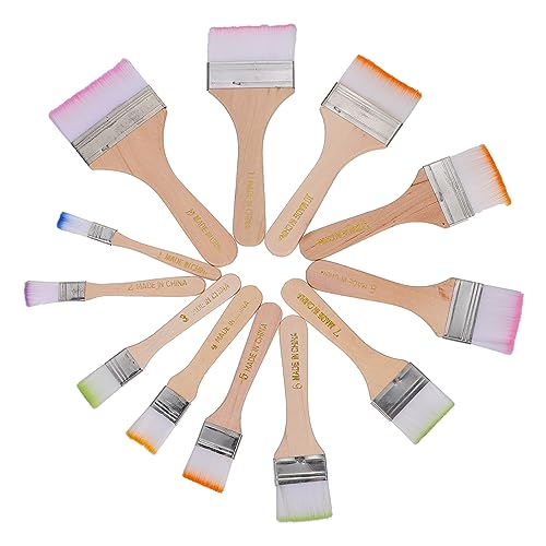 EXCEART 1 Satz Bürste Pinsel Streichen Autopinsel Pinselstifte Pinsel Für Ölfarben Künstlerpinsel Reiben Palette Heften Tragbare Pinsel Malpinsel Flache Farbe Nylon Beige 12st von EXCEART