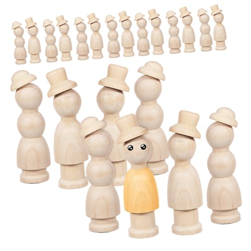 EXCEART 1 Satz Graffiti-holzfigur Holzpflock-familie Miniaturpuppen Unbemalte Pflockmenschen Leere Figuren Einfache Peg-leute Unlackierte Holzpflöcke Peg-puppen-dekore Beige Lotusbaum von EXCEART