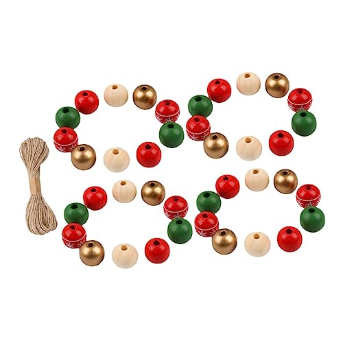 EXCEART 1 Satz Hanfseil Holzperlen Weihnachtsdekoration Girlande Weihnachtswanddekoration Weihnachtszeichen Weihnachten Diy Schmuck Lose Perlen Abstandsperle Holzperlen Zum Basteln Hölzern von EXCEART