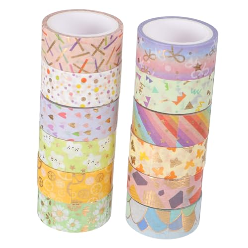 EXCEART 1 Satz Heißpräge-washi-tape Glitzernde Aufkleber Vinyl Papierwerkzeug Für Heimwerker Handkontoband Tagebuch Klebeband Bastelbedarf Aus Papier Japanisches Papier Colorful 12rollen von EXCEART