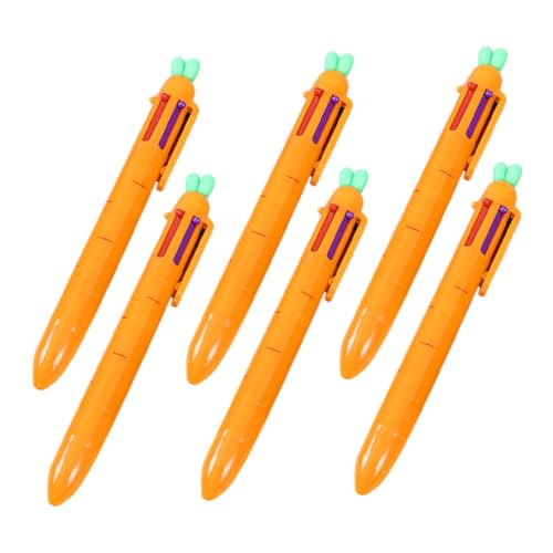 EXCEART 1 Satz Karotten-kugelschreiber Süßer Stift Multifunktionaler Mehrfarbiger Stift Kawaii-mehrfarbenstift Zarter Mehrfarbiger Stift Kawaii-schreibstift Plastik Orange 6st von EXCEART