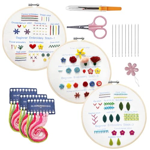 EXCEART 1 Satz Kreuzstich Kreuzstich- Schmucksets für Erwachsene Stickmaterial embroidery kit embroidery set Blumenmuster-Stickerei-Versorgung Material zum Sticken Polyester von EXCEART