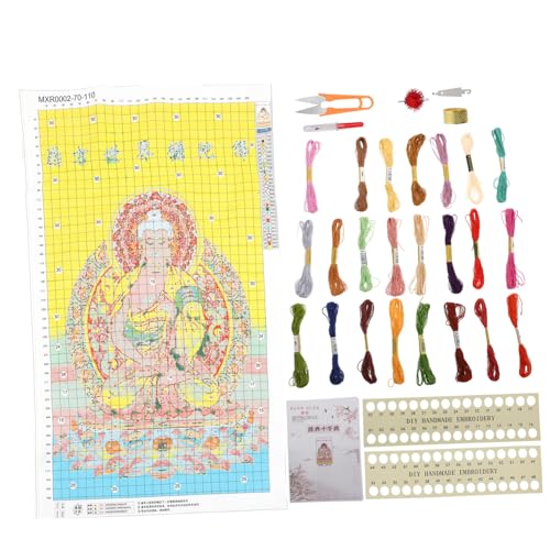 EXCEART 1 Satz Kreuzstich Stickmaterial-set Buddhistisches Stickmuster Stickwerkzeuge Stickerei-kits Stickset Für Anfänger Handarbeit Buddha Wandkunst Stickerei Nähen Stickstiche Baumwolle von EXCEART