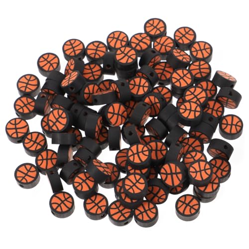 EXCEART 1 Satz Kugelperlen Aus Polymerton Bastel Materialien Schmuckbastelset Bastelsets Basketball-schmuck Goldperlen Kit Zur Herstellung Von Perlenarmbändern Perlensets Polymer-ton 100st von EXCEART