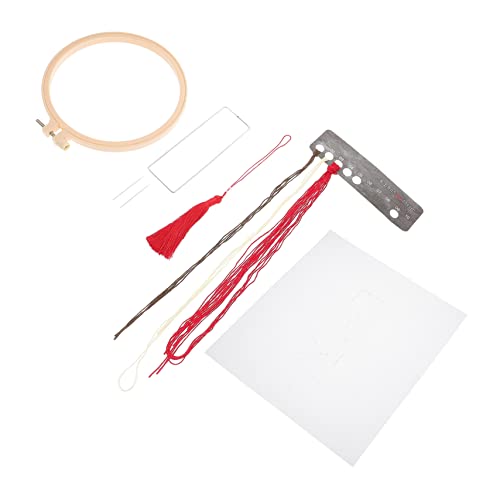 EXCEART 1 Satz Lesezeichen Handstickerei Stickset für Anfänger Stickmaschine bookmarks photostickomni Nähmaterialien für Stickereien Stickerei-DIY-Pflaume-Lesezeichen-Kit Organza rot von EXCEART